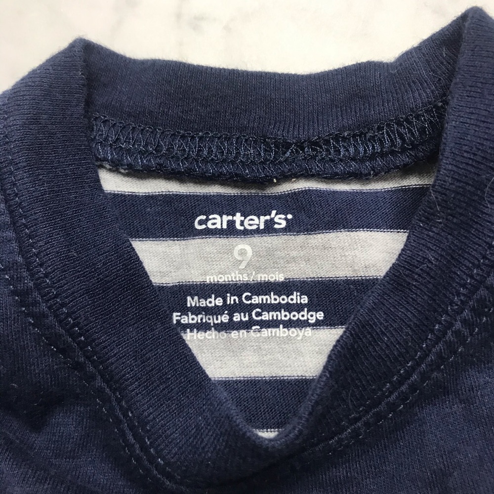 Carter's Navy Blue Striped Anchor Print One-Piece - Picture 2 of 7